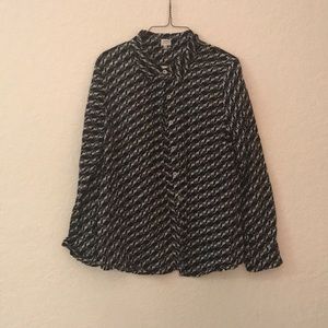 Crown and Ivy Button Down with Giraffe Print